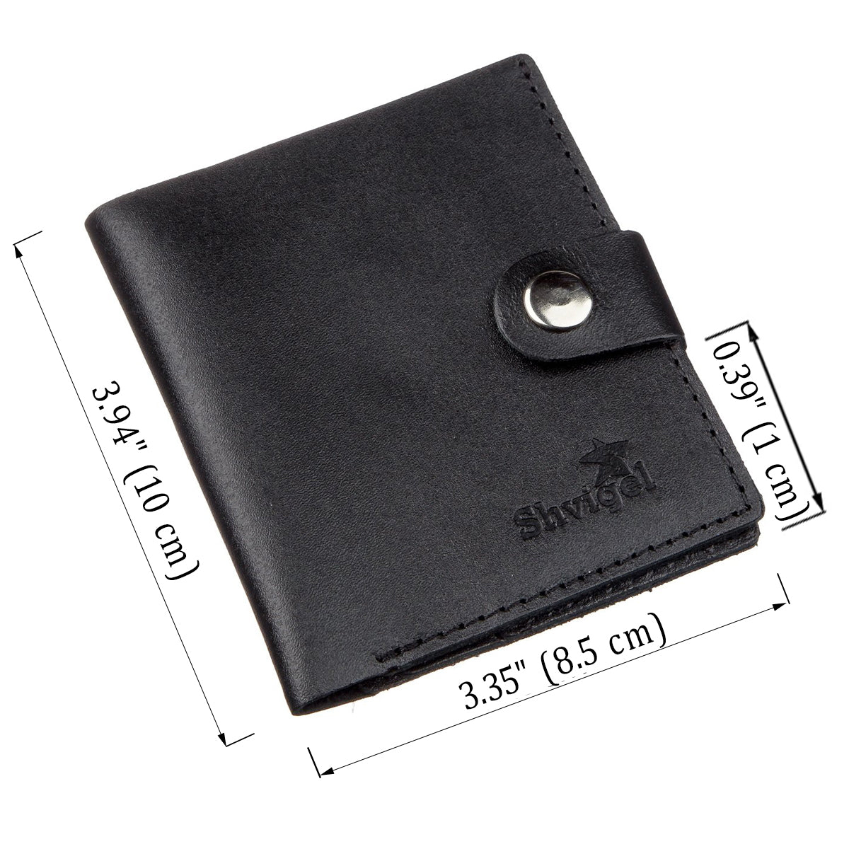 Vertical Men's Leather Wallet SHVIGEL 16225 Black Genuine Leather Crafted in Ukraine