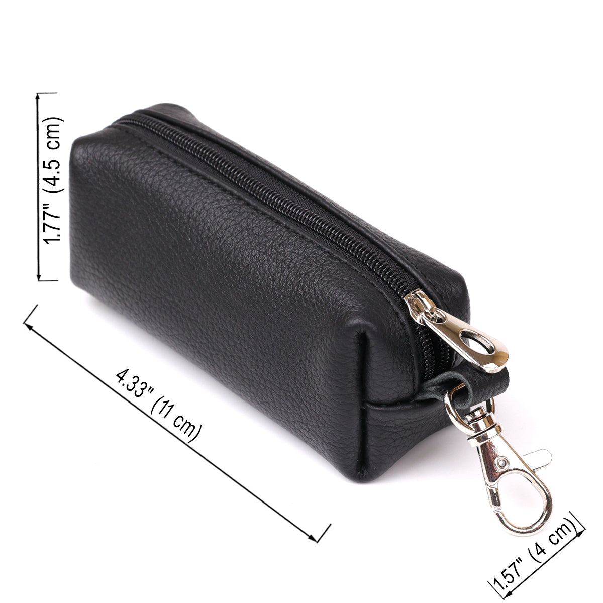 Leather Key Holder Tube SHVIGEL 16226 Black - Natural Leather Classic Design for Keys