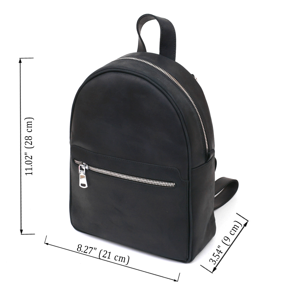 Vintage Universal Backpack SHVIGEL 16313 Black Natural Leather Made in Ukraine