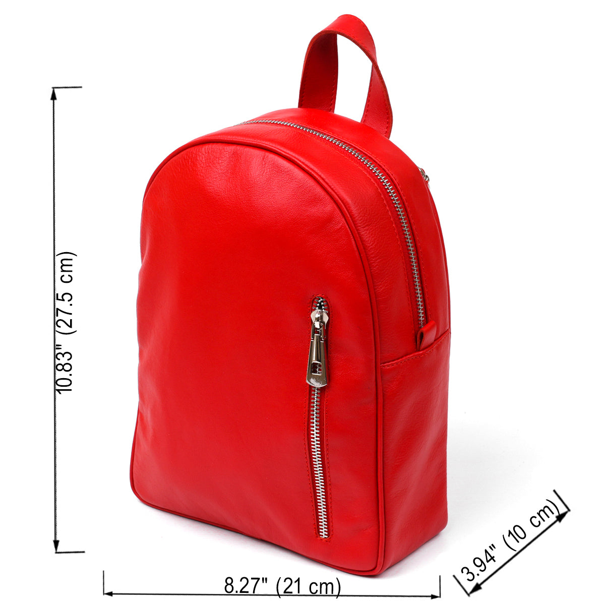 Bright Red Women's Leather Backpack by SHVIGEL, Model 16316 - Made in Ukraine