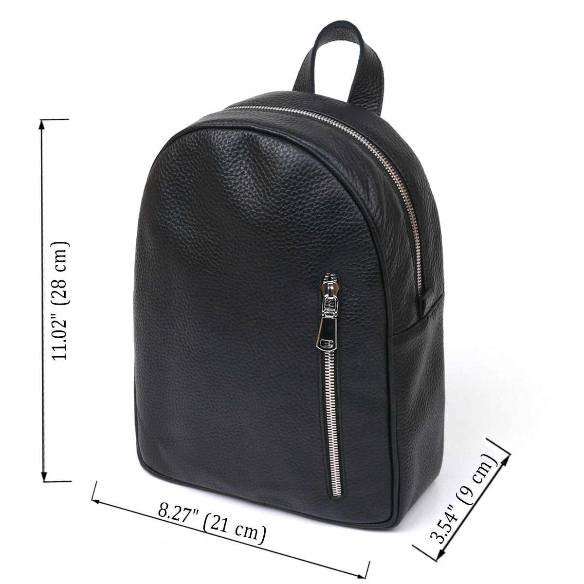 Compact Women's Backpack SHVIGEL 16317 Natural Leather Black Color Stylish Design
