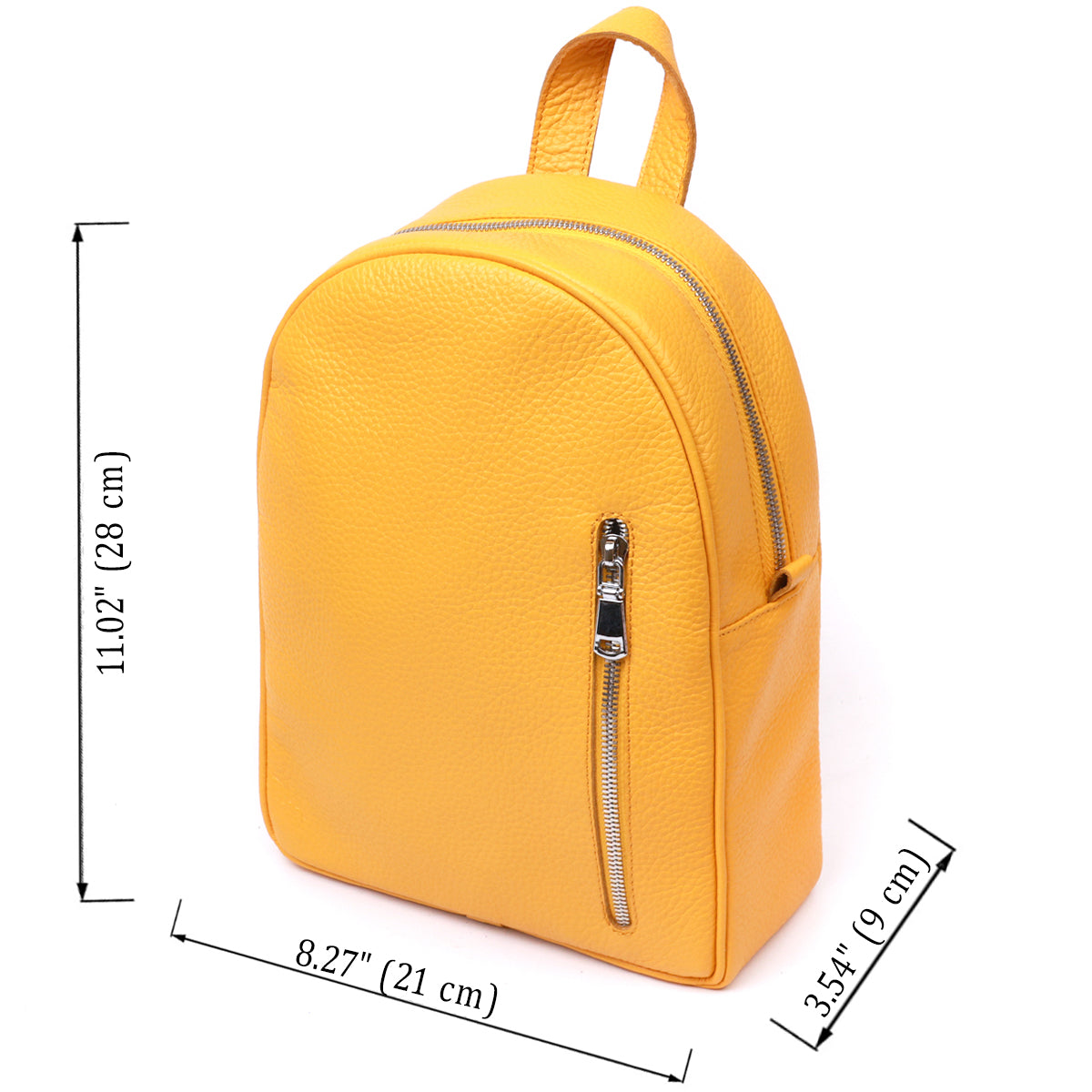 Bright Yellow Leather Women's Backpack SHVIGEL 16321 - Handmade in Ukraine