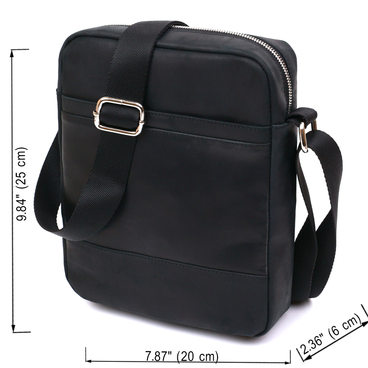 Vintage Men’s Shoulder Bag SHVIGEL 16331 Black Genuine Leather, Ukraine Made