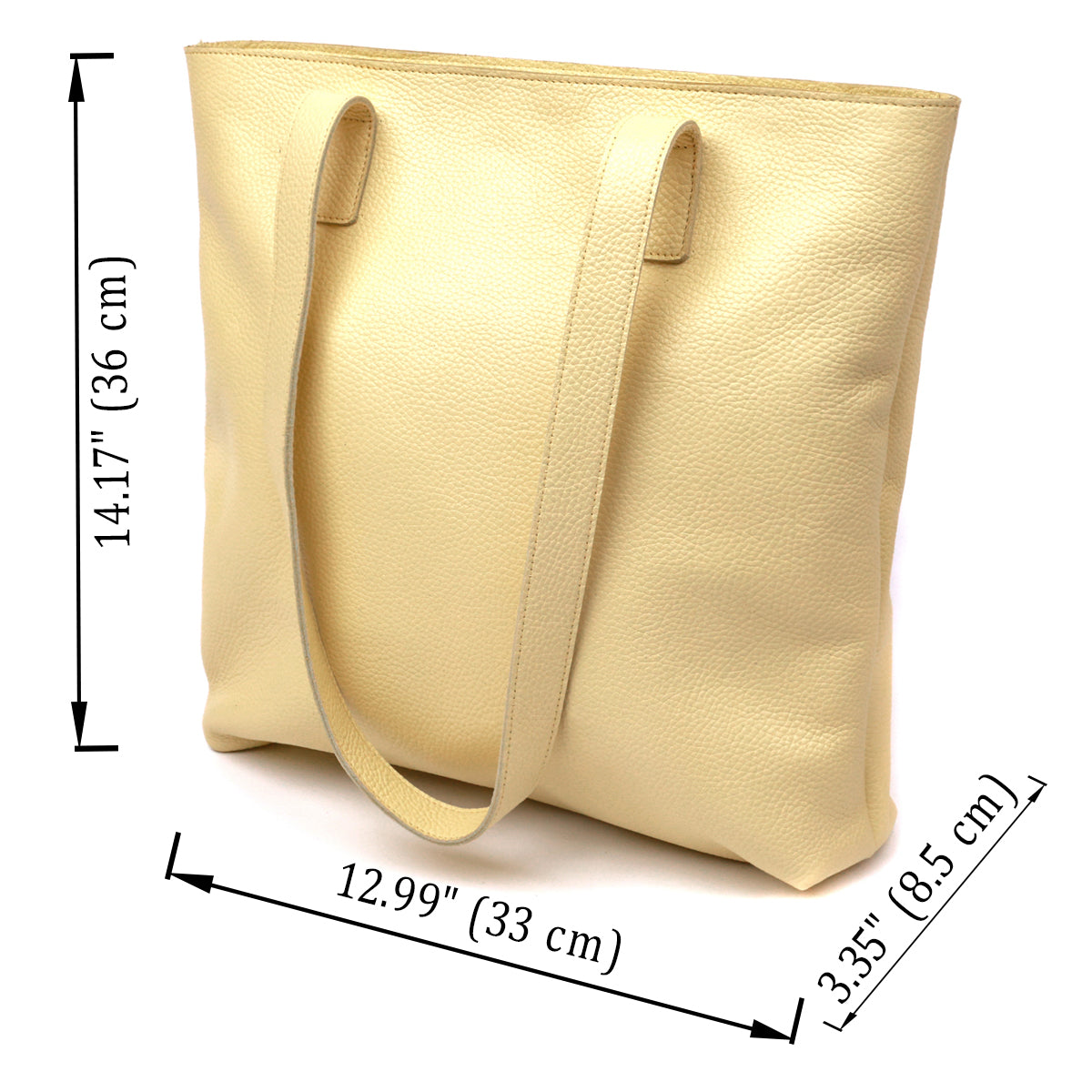 Bright SHVIGEL Lemon Yellow Leather Shopper Bag 16359 - Made in Ukraine
