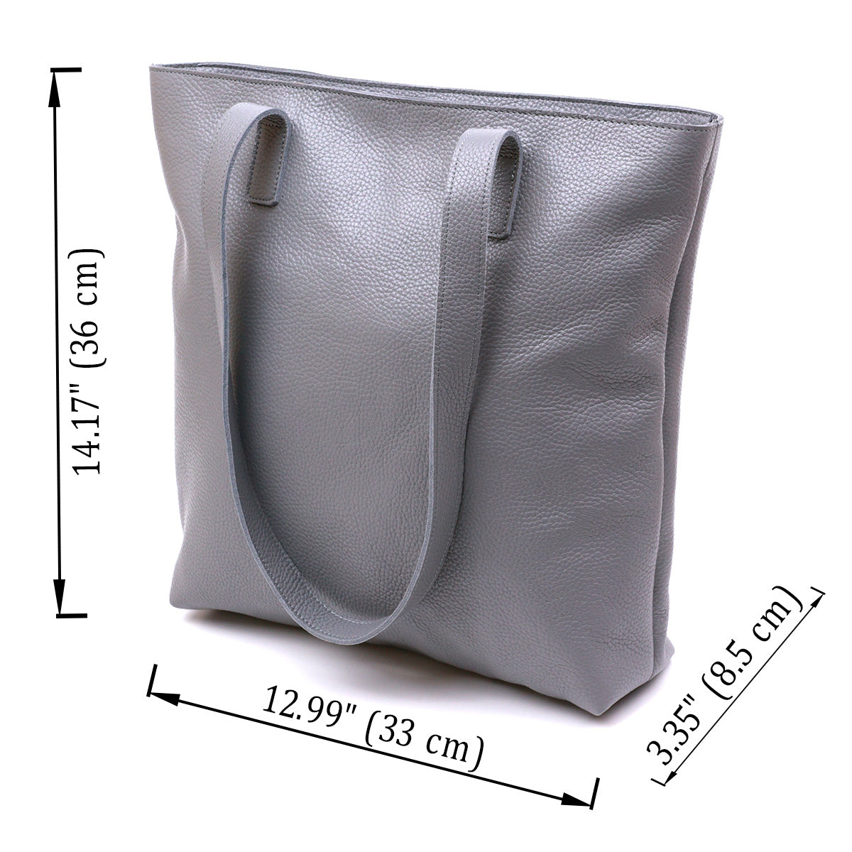 Leather Women's Shopper Bag SHVIGEL 16360 Grey Made in Ukraine Natural Leather