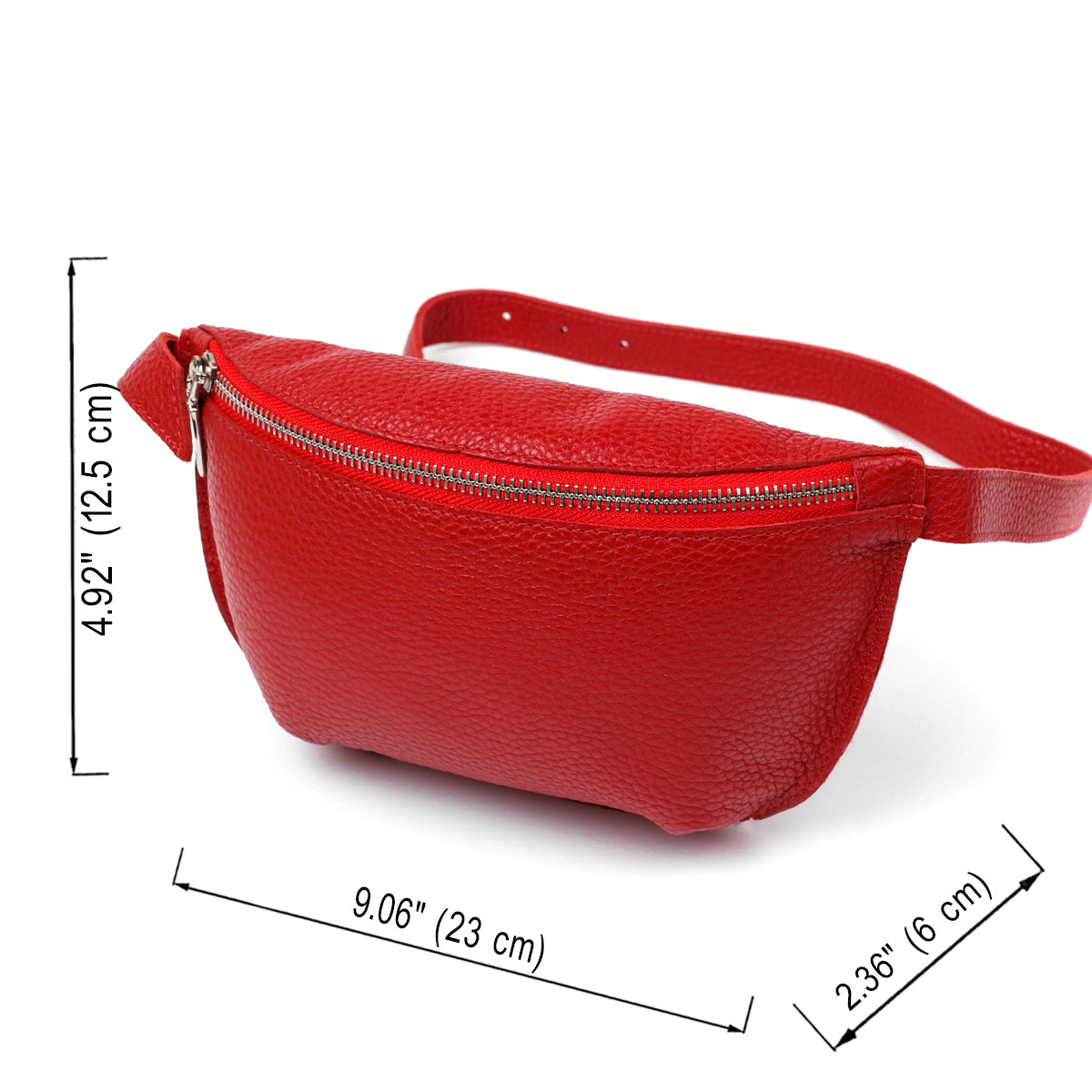 Women's Genuine Leather Belt Bag by SHVIGEL, Article 16372, Red Color, Made in Ukraine