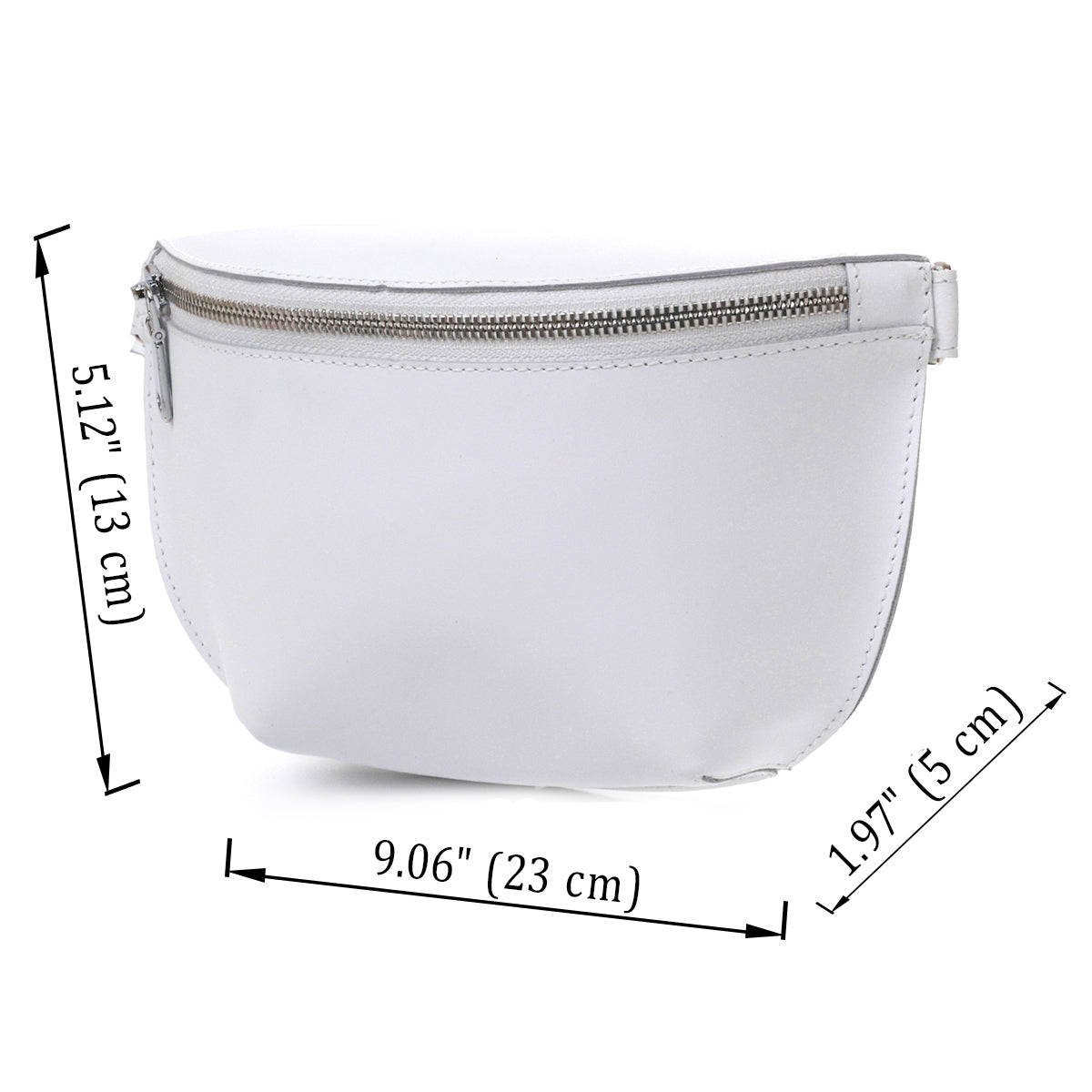 Leather Women's Banana Bag SHVIGEL 16384 White Natural Leather Design