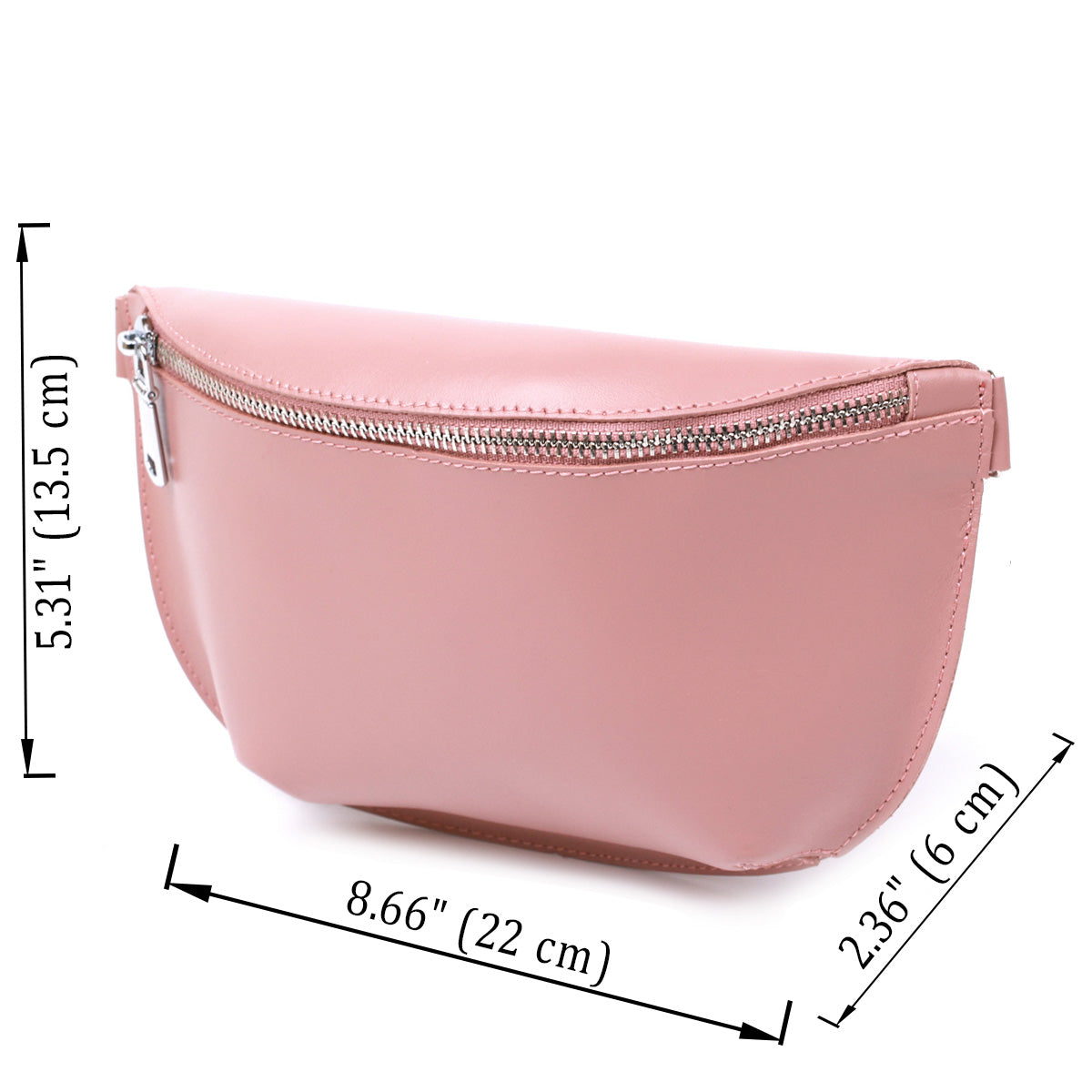 Women's Practical Leather Fanny Pack SHVIGEL 16385 Pink, Made in Ukraine