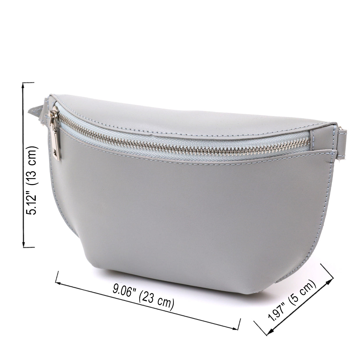 Women's Banana Bag SHVIGEL 16389 Grey Genuine Leather Crafted in Ukraine