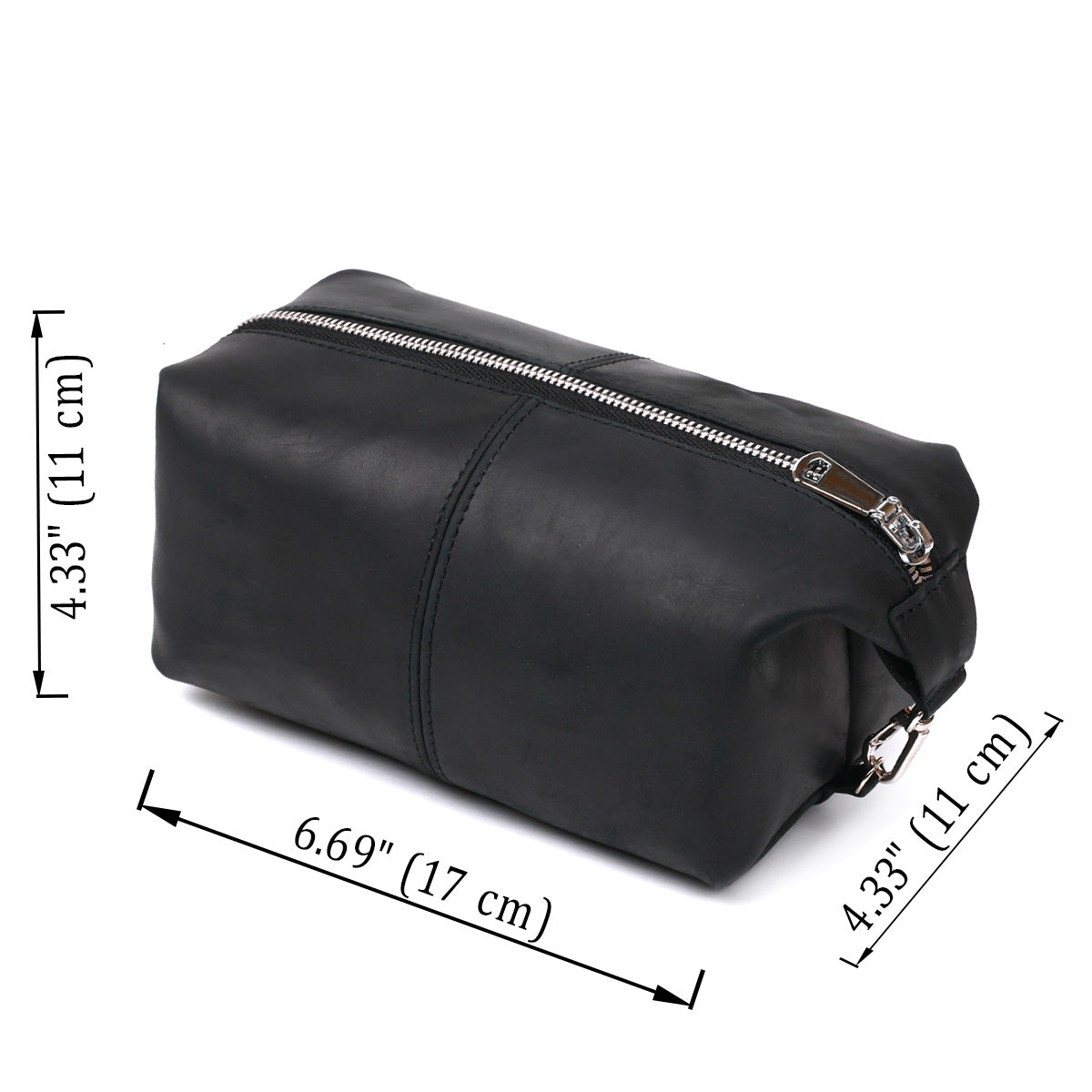 Stylish Vintage Cosmetic Bag SHVIGEL 16397 Black Natural Leather Made in Ukraine