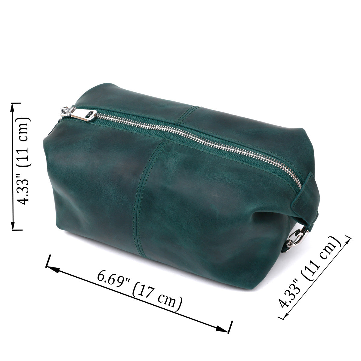 Leather Matte Cosmetic Bag SHVIGEL 16399 Green Natural Leather Ukraine