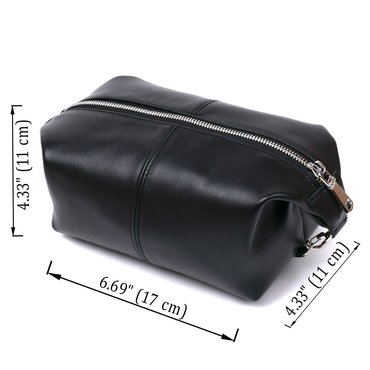Glossy Cosmetic Bag SHVIGEL 16403 Black Natural Leather for Stylish Looks