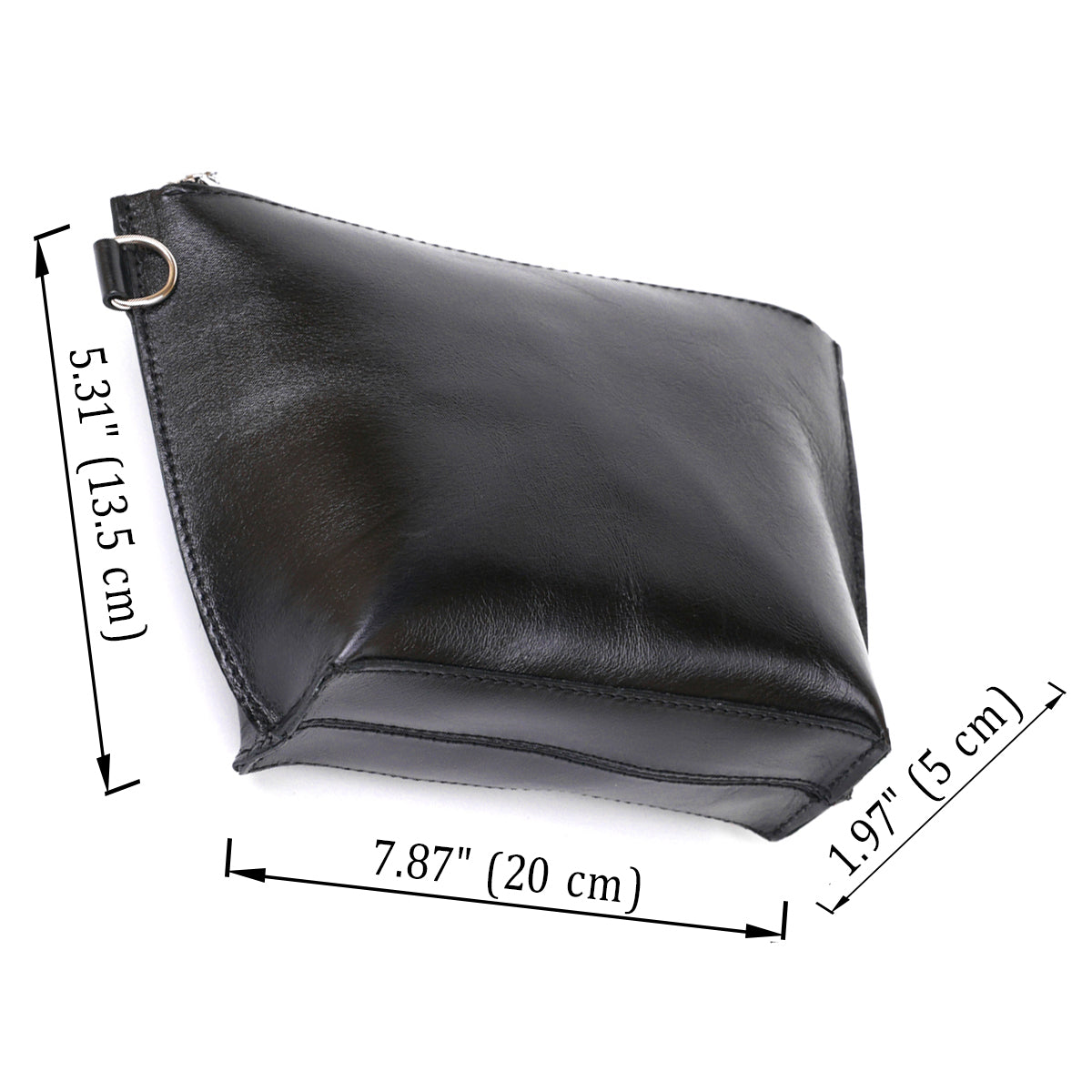 Comfortable Leather Cosmetic Bag SHVIGEL 16409 Black Natural Leather, Made in Ukraine