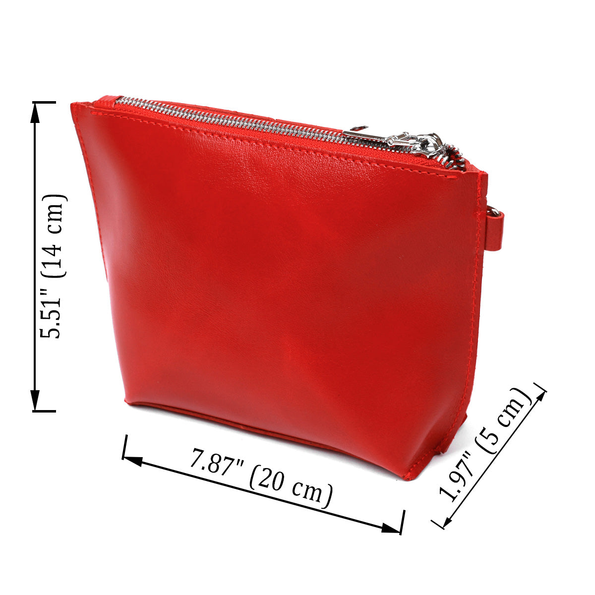 Glossy Women's Cosmetic Bag SHVIGEL 16410 Red Natural Leather Stylish Design
