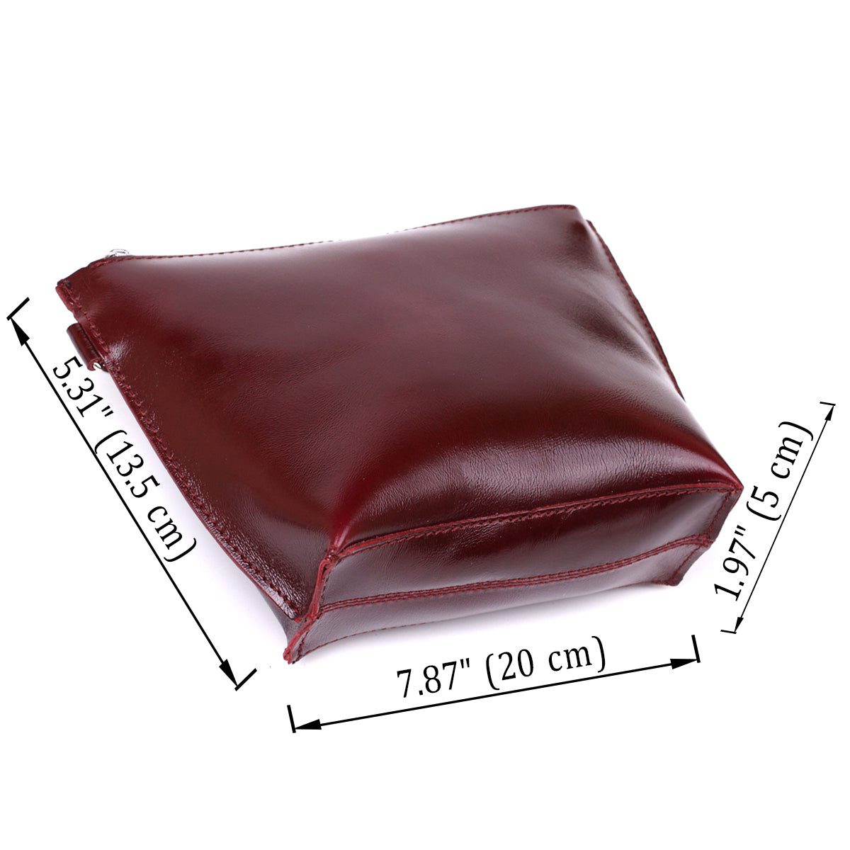 Leather Cosmetic Bag for Women SHVIGEL 16412 Burgundy Natural Leather Premium Quality