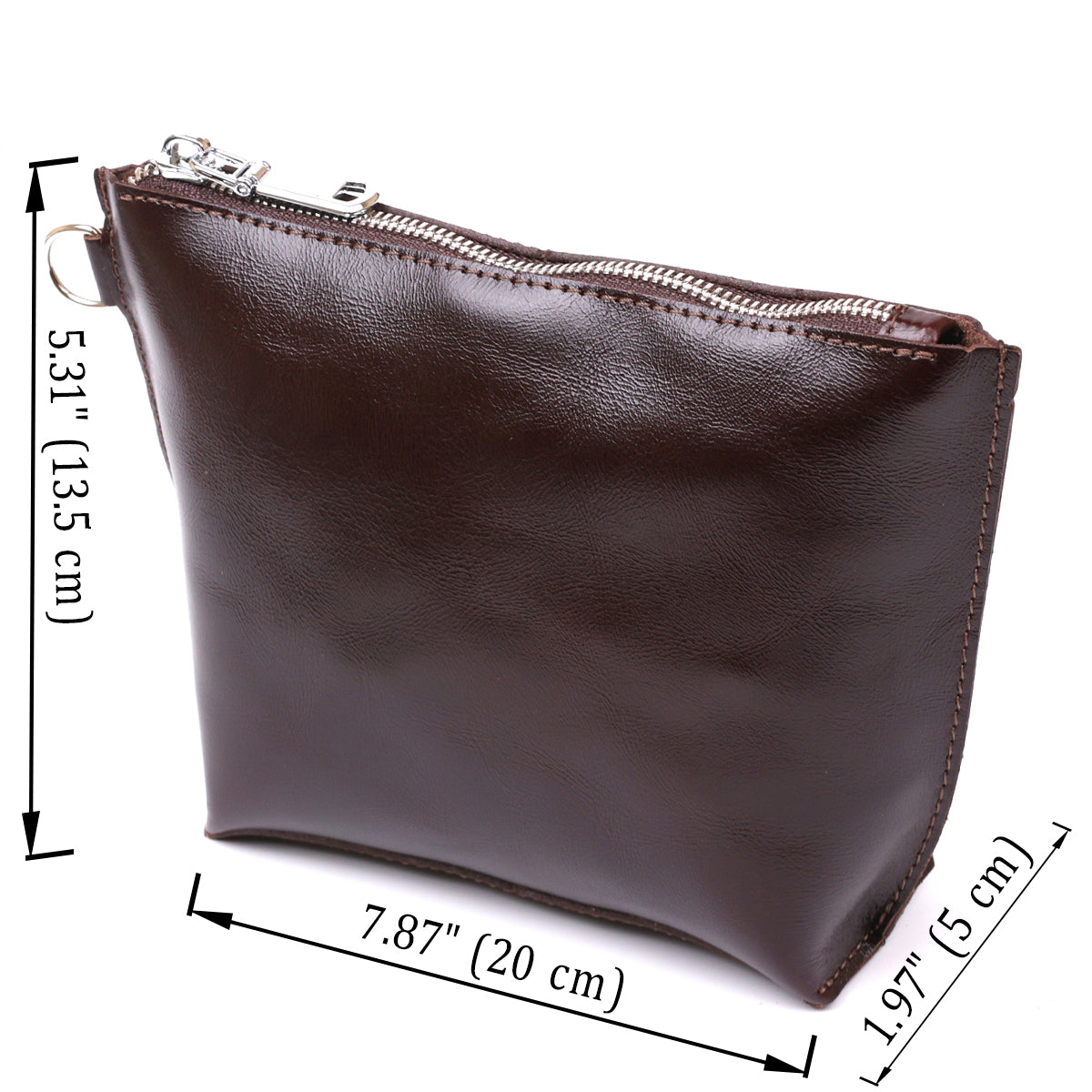 Leather Cosmetic Bag SHVIGEL 16414 Brown - Natural Leather, Compact Design for Essentials