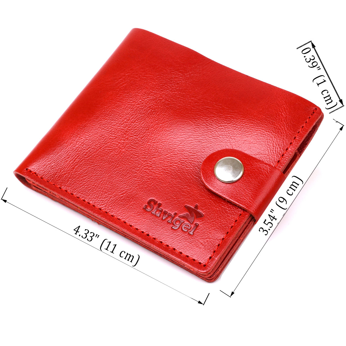 Small Women's Leather Wallet SHVIGEL 16440 in Red - Genuine Leather, Made in Ukraine