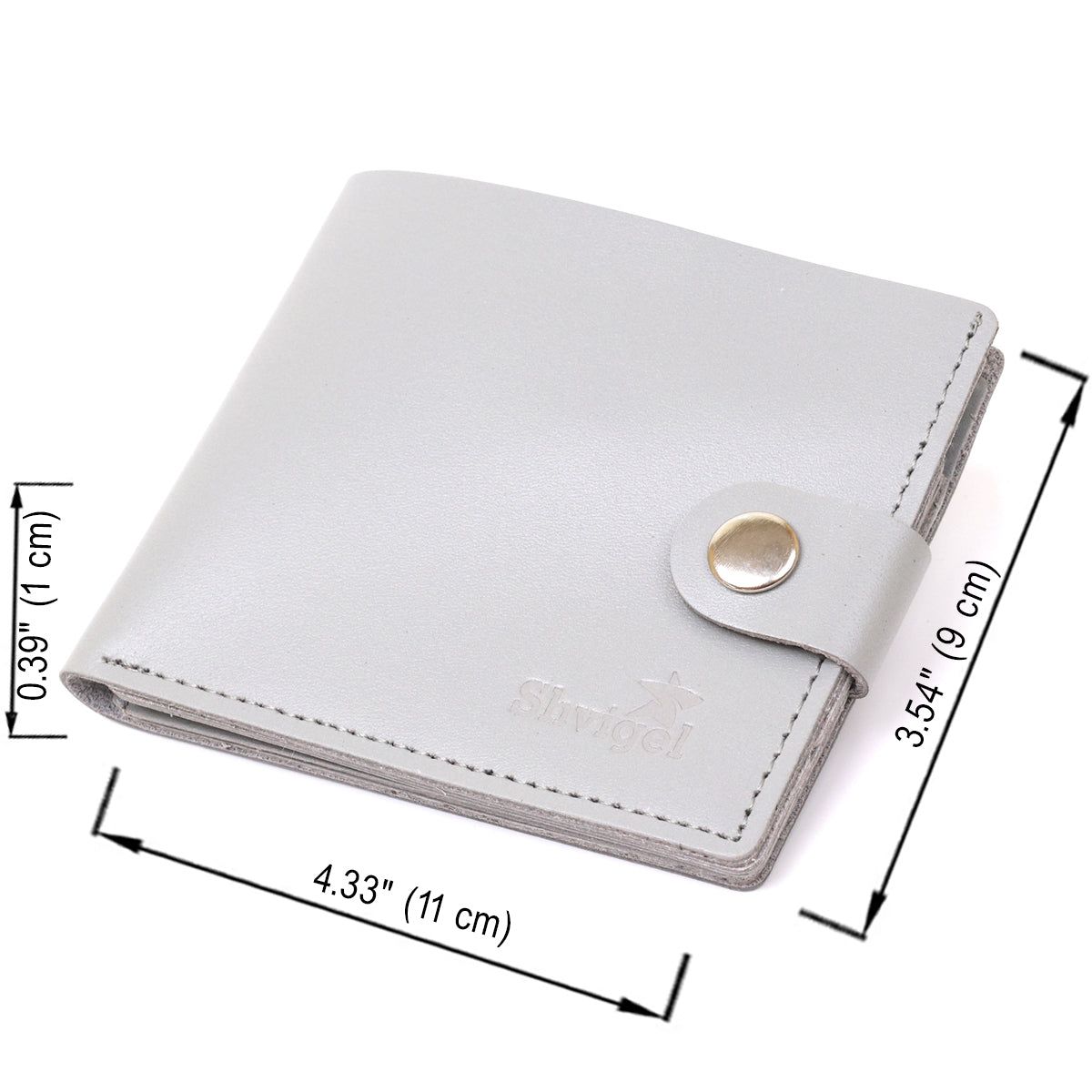 Small Leather Wallet SHVIGEL 16451 Gray Natural Leather Made in Ukraine