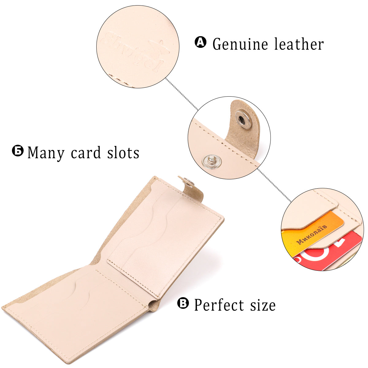 Stylish Leather Wallet SHVIGEL 16468 Beige Genuine Leather for Daily Use