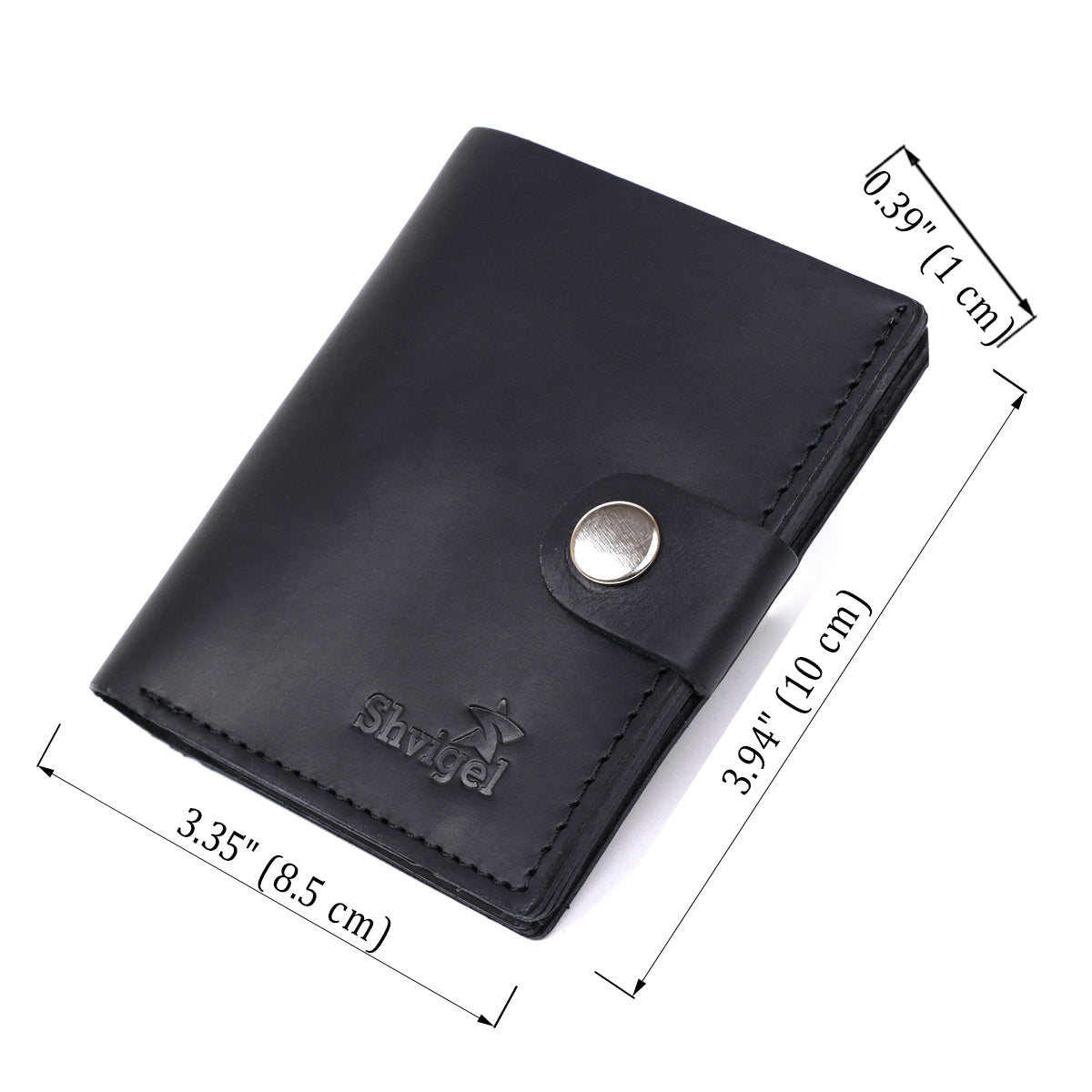 Men's Leather Wallet SHVIGEL 16474 Black Genuine Leather Made in Ukraine