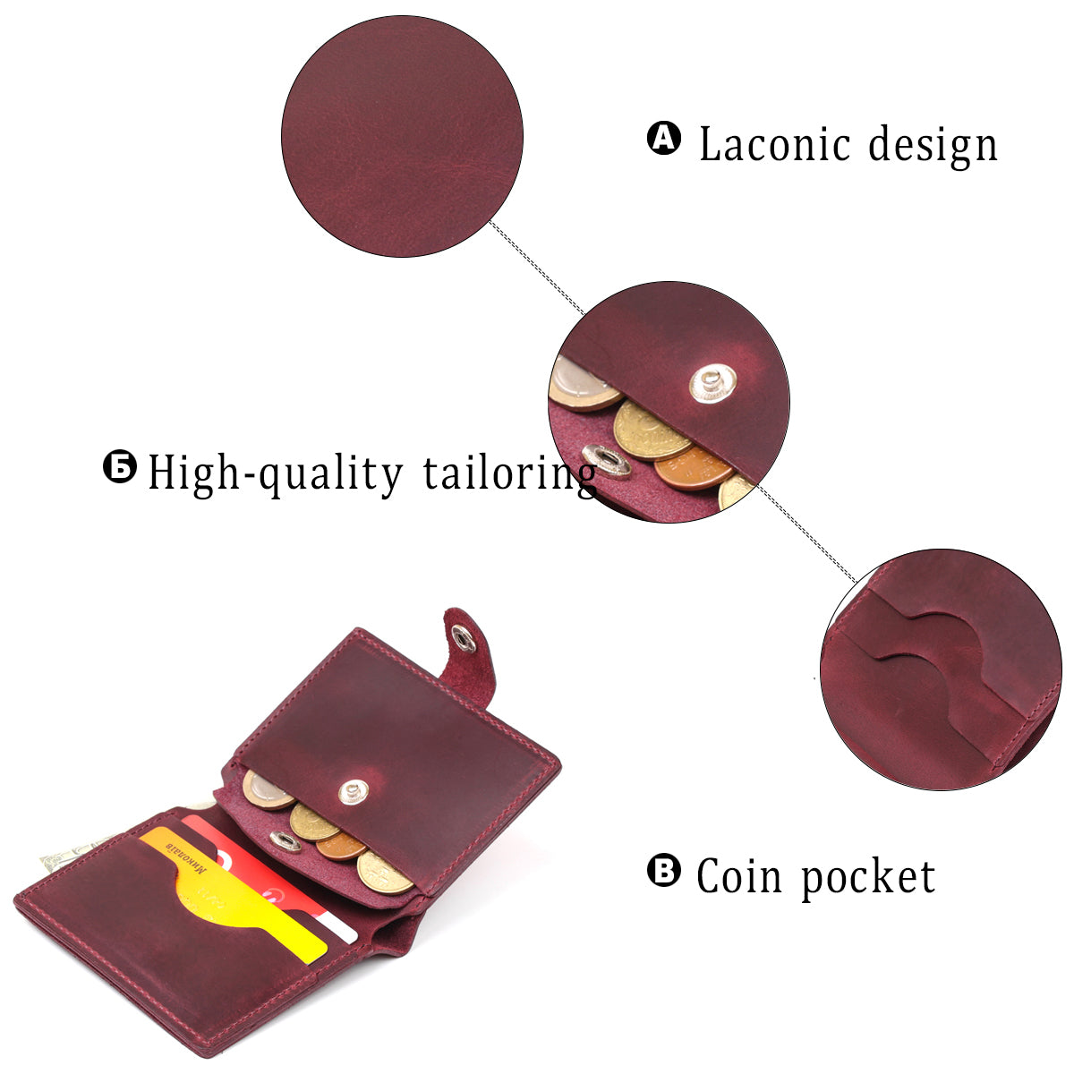 Matte Leather Women's Wallet SHVIGEL 16478 Cherry Red Natural Leather