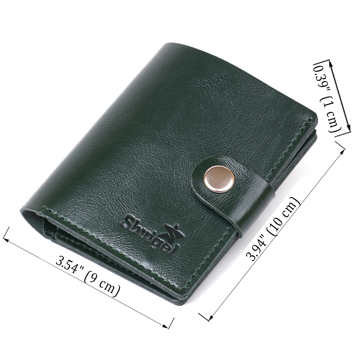 Men's Stylish Leather Wallet SHVIGEL 16483 Green Natural Leather, Ukrainian Craftsmanship