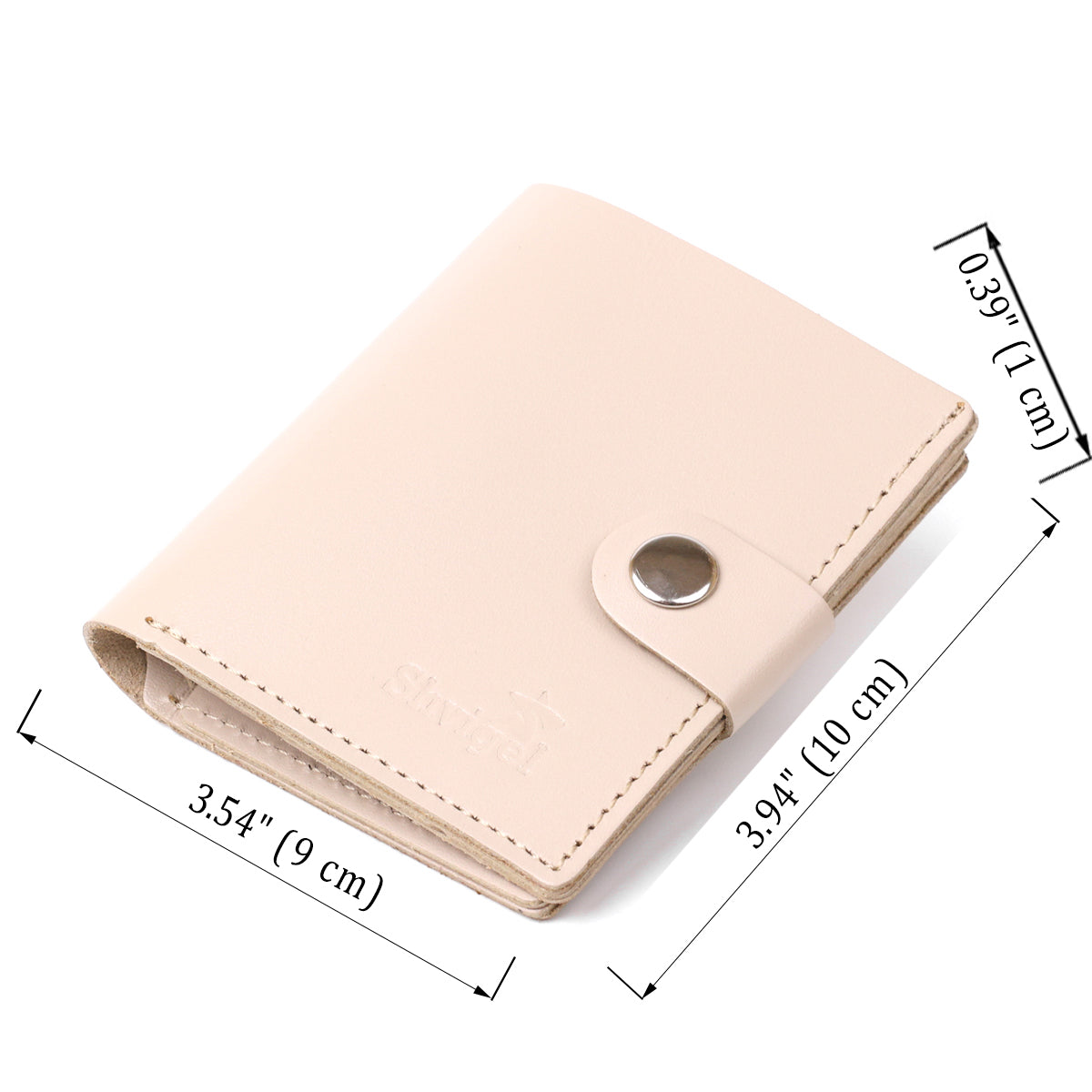 Compact Leather Wallet SHVIGEL 16489 Beige Natural Leather Handmade in Ukraine