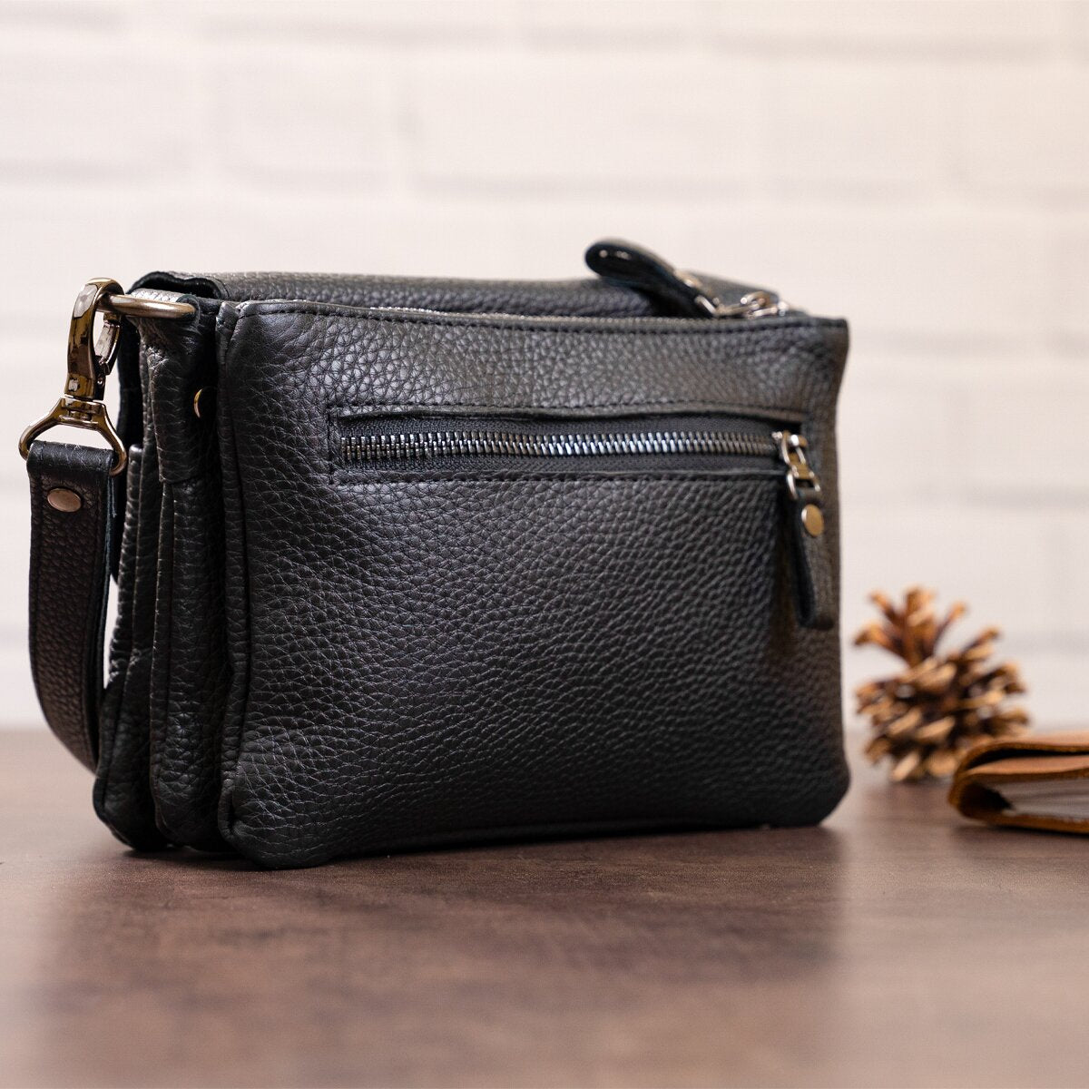 Men's Leather Bag SHVIGEL 11038 Black Natural Leather Made in Ukraine