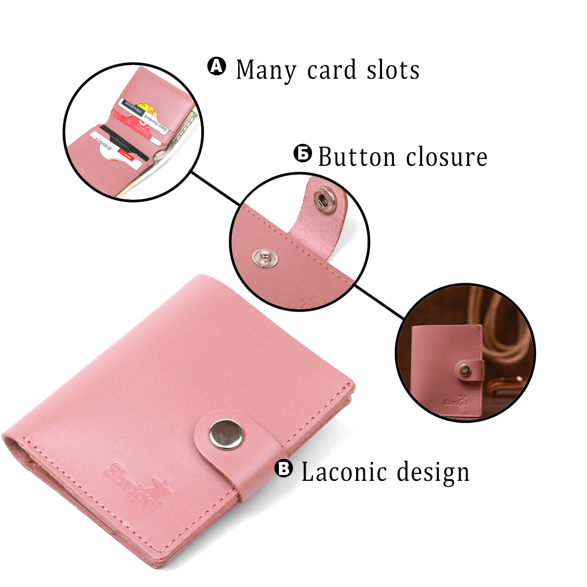 Women's Genuine Leather Wallet SHVIGEL 16509 Pink - Crafted in Ukraine from High-Quality Leather