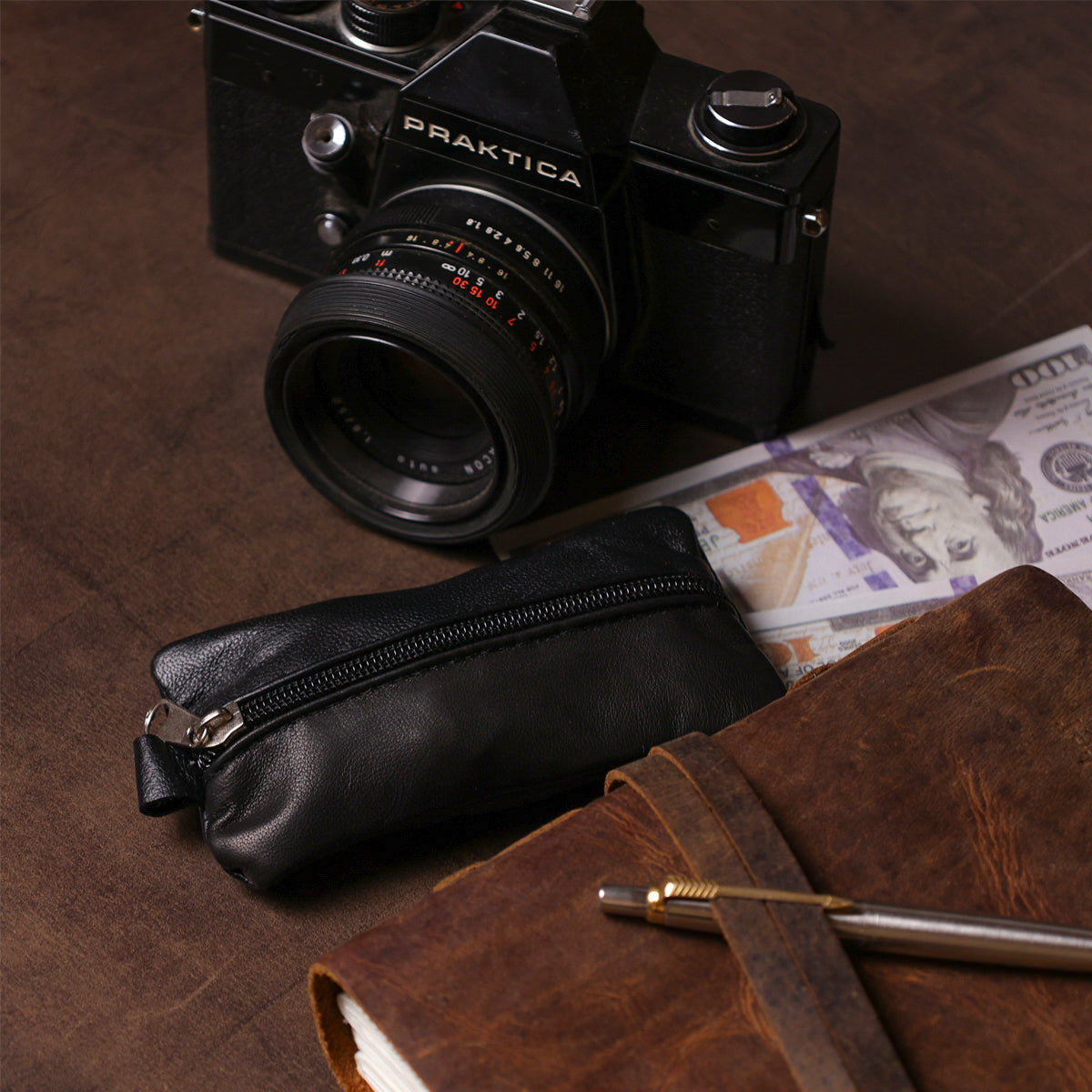 Spacious Leather Key Holder SHVIGEL 15203 Black Made in Ukraine with Natural Leather Material