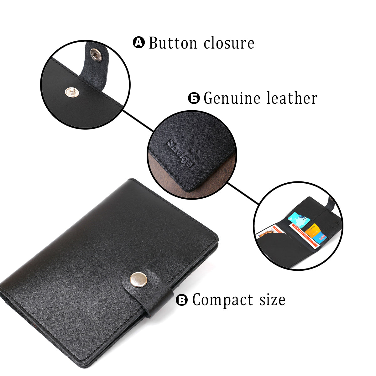 Comfortable Men's Travel Case SHVIGEL 16523 Black Genuine Leather Design