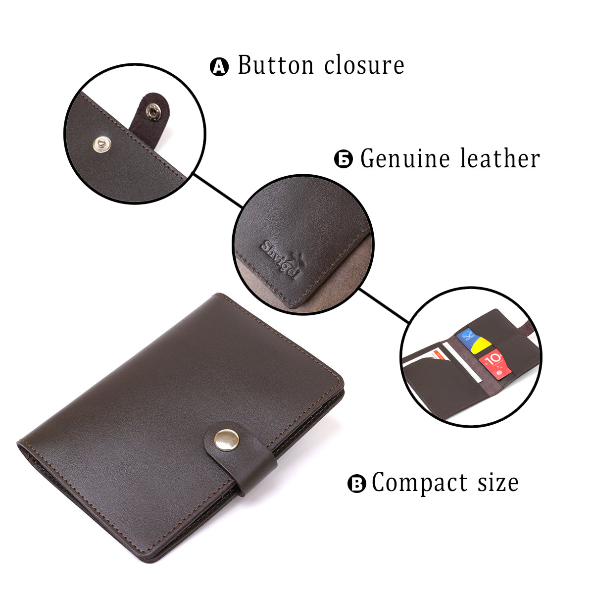Men's Travel Case SHVIGEL 16525 Brown Genuine Leather Travel Organizer