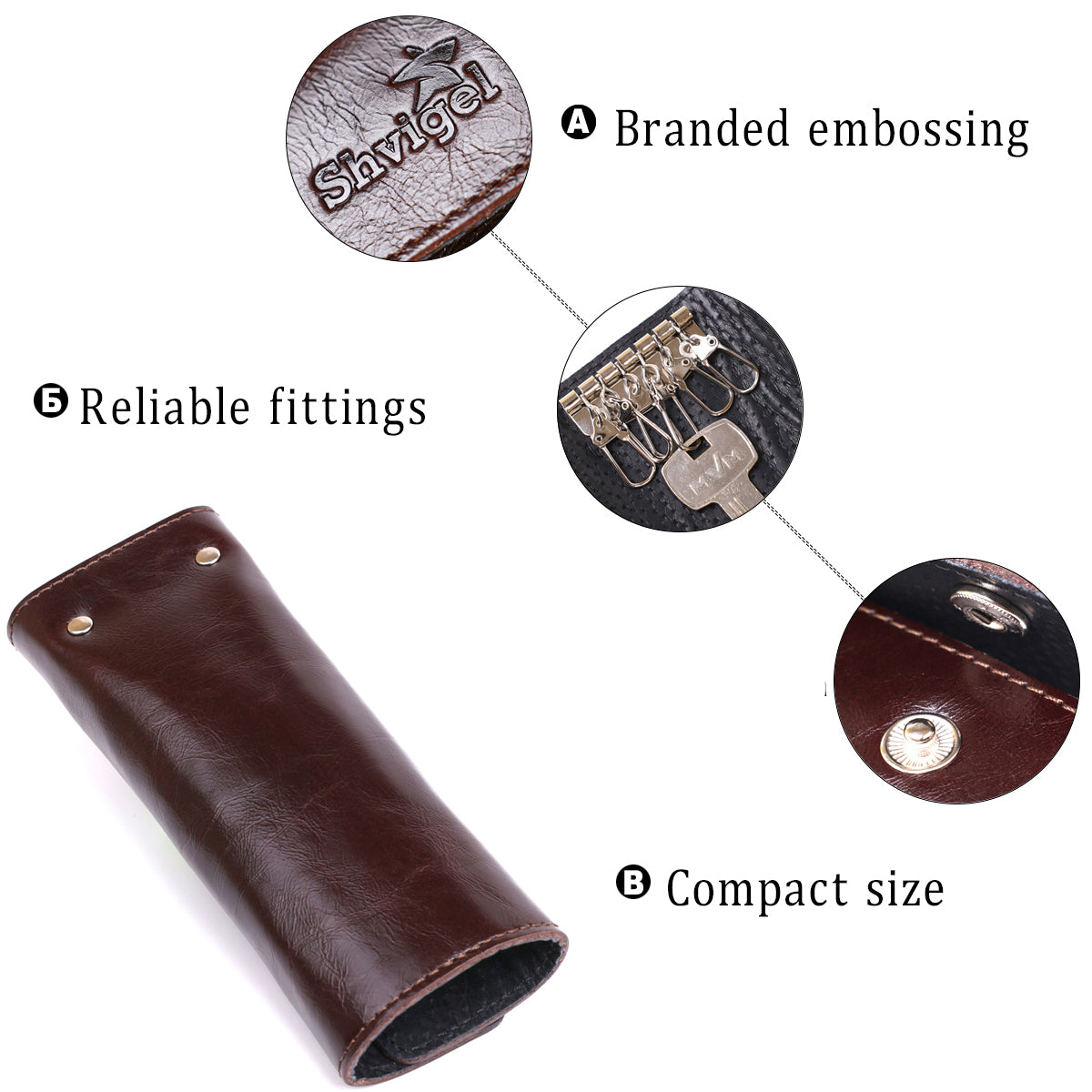 Convenient Leather Key Holder SHVIGEL 16534 Brown Natural Leather for Keys