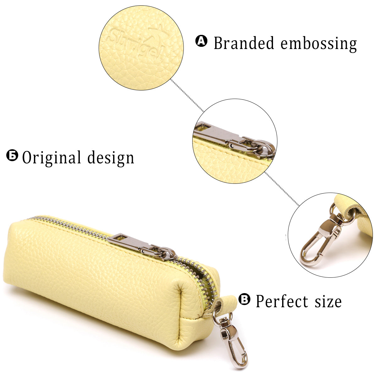 Excellent Women's Key Holder SHVIGEL 16541 Lemon Yellow Natural Leather for Keys