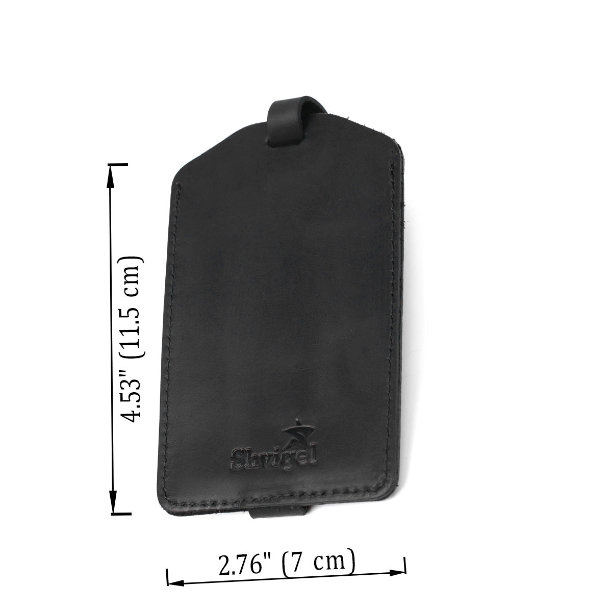 Leather Luggage Tag SHVIGEL 16554 Black Genuine Leather Made in Ukraine