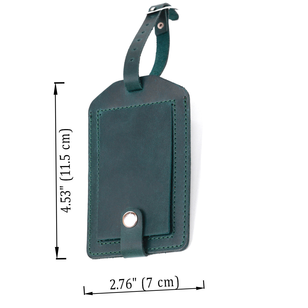 Matte Leather Luggage Tag SHVIGEL 16557 Green Natural Leather for Travel
