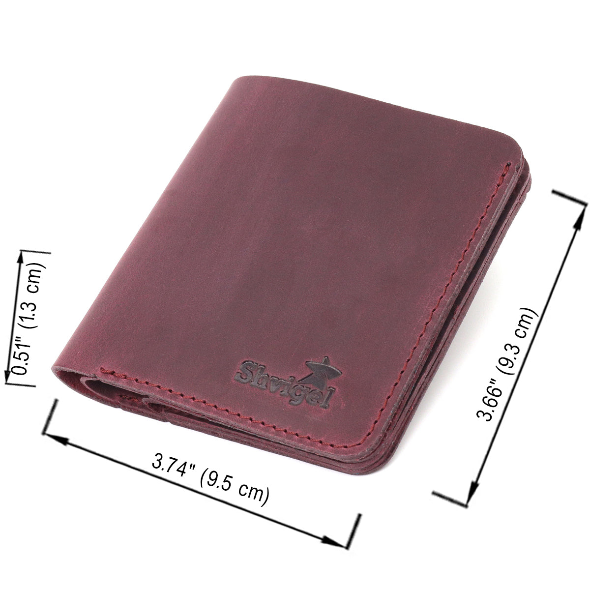 Leather Matte Wallet SHVIGEL 16604 Burgundy Natural Leather Crafted in Ukraine