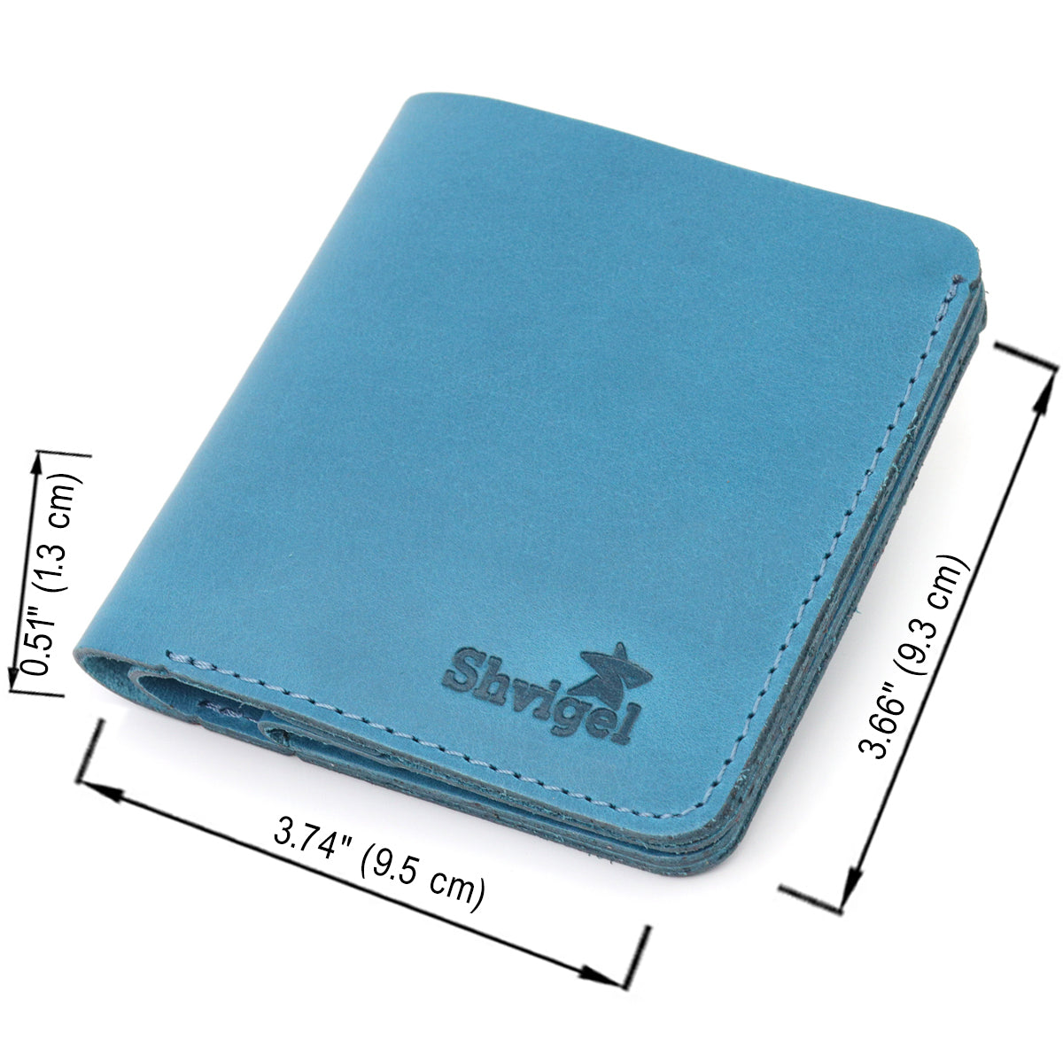 Vintage Leather Wallet SHVIGEL 16605 Blue Natural Leather Made in Ukraine