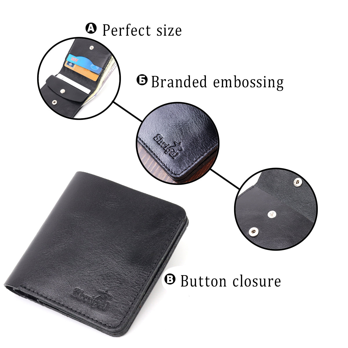 Men's Small Leather Wallet SHVIGEL 16606 Black Genuine Leather Quality Craftsmanship