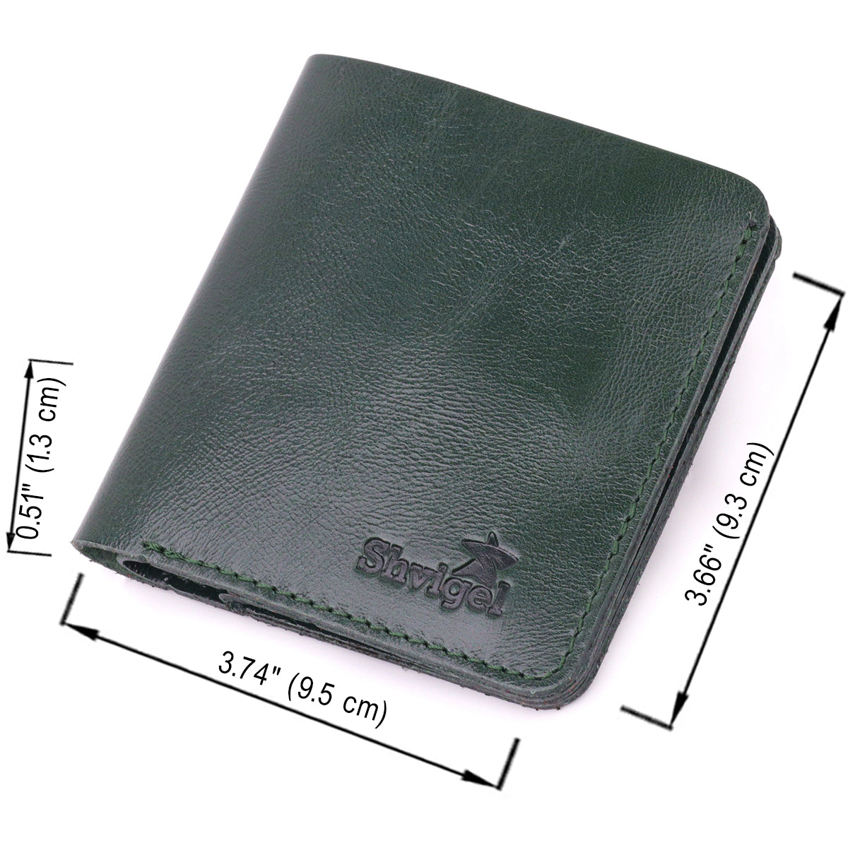 Leather Practical Wallet SHVIGEL 16608 Green Made in Ukraine Genuine Leather