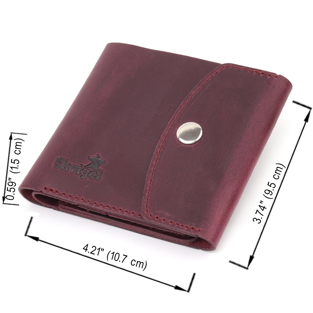 Leather Matte Wallet SHVIGEL 16616 Burgundy Natural Leather Made in Ukraine