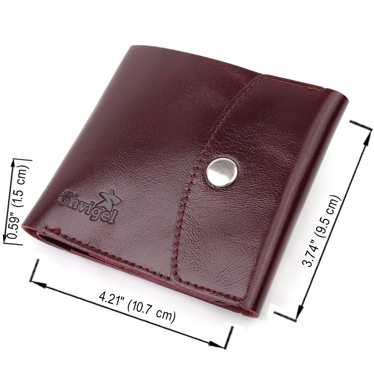 Glossy Leather Women's Wallet SHVIGEL 16620 Cherry Red Made in Ukraine Natural Leather