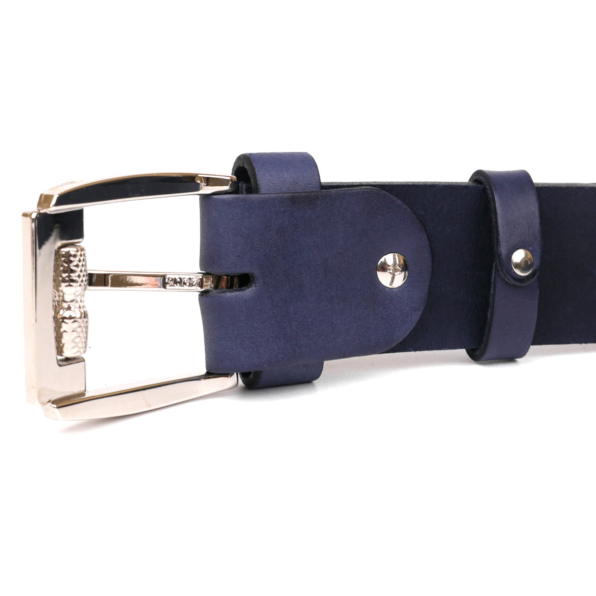 Classic Men's Leather Belt SHVIGEL 11254 Blue Natural Leather Made in Ukraine
