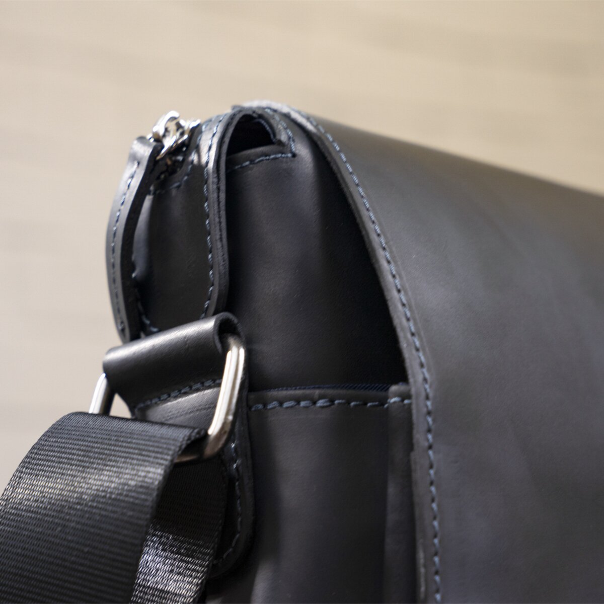 Men's Matte Leather Bag SHVIGEL 11173 Black Natural Leather Stylish Design