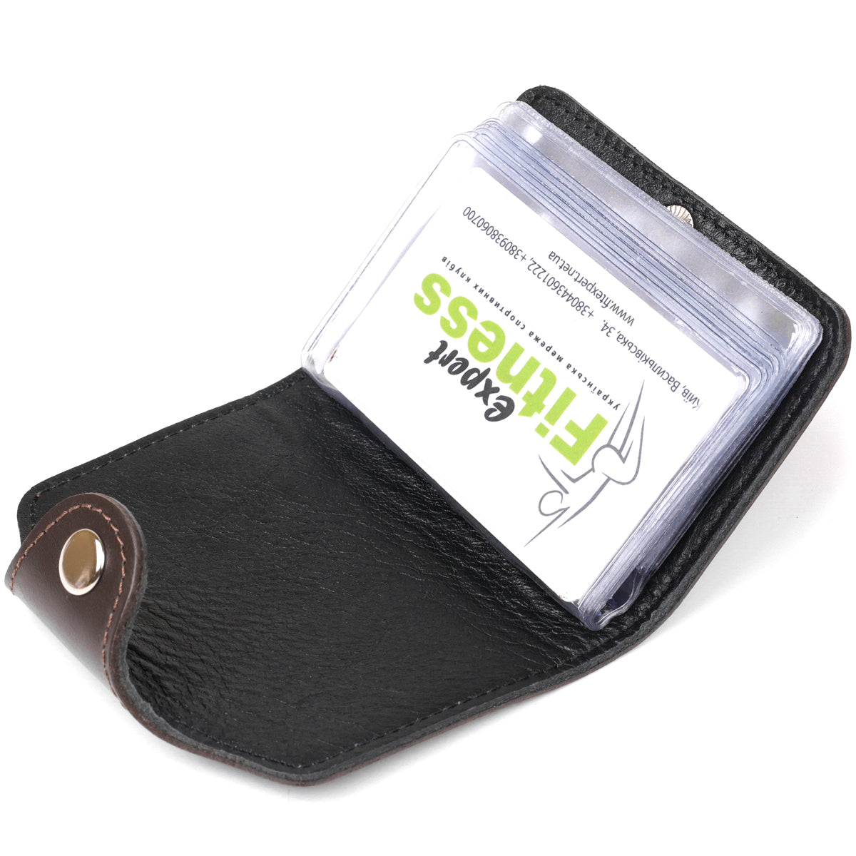 Vertical Card Holder SHVIGEL 13912 Genuine Leather in Brown for Business Cards