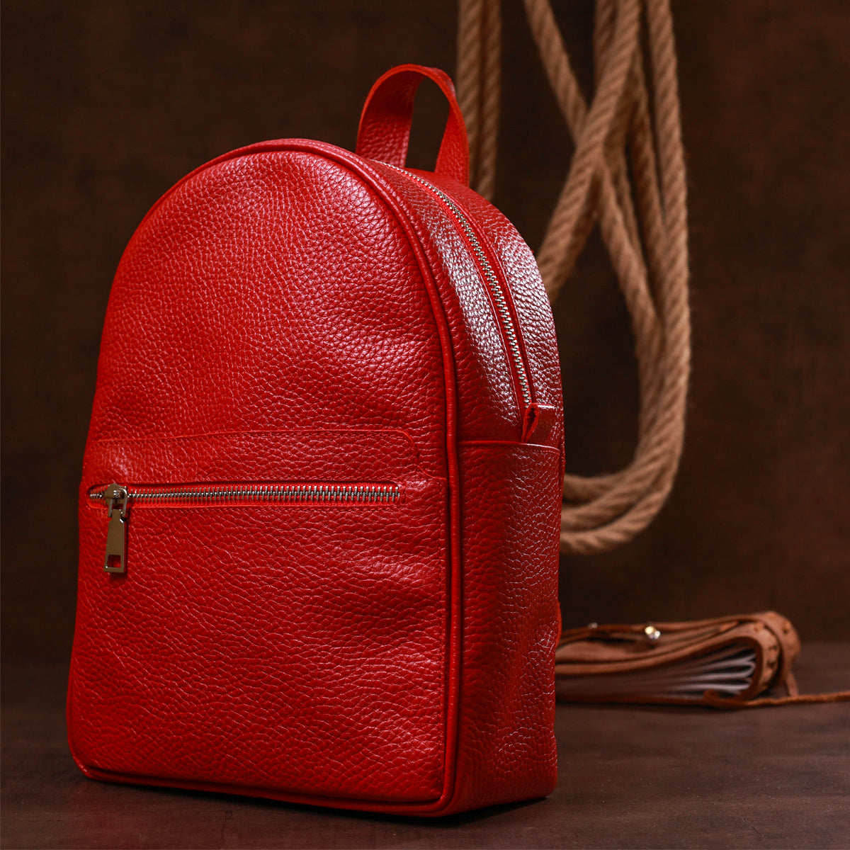 City Women's Backpack SHVIGEL 16301 Red Genuine Leather Classic Design