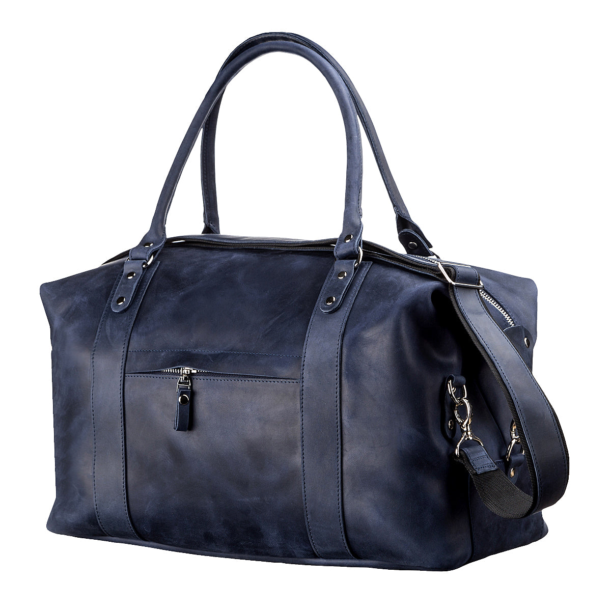 Travel Bag SHVIGEL 11127 Blue Natural Leather Ukrainian Craftsmanship