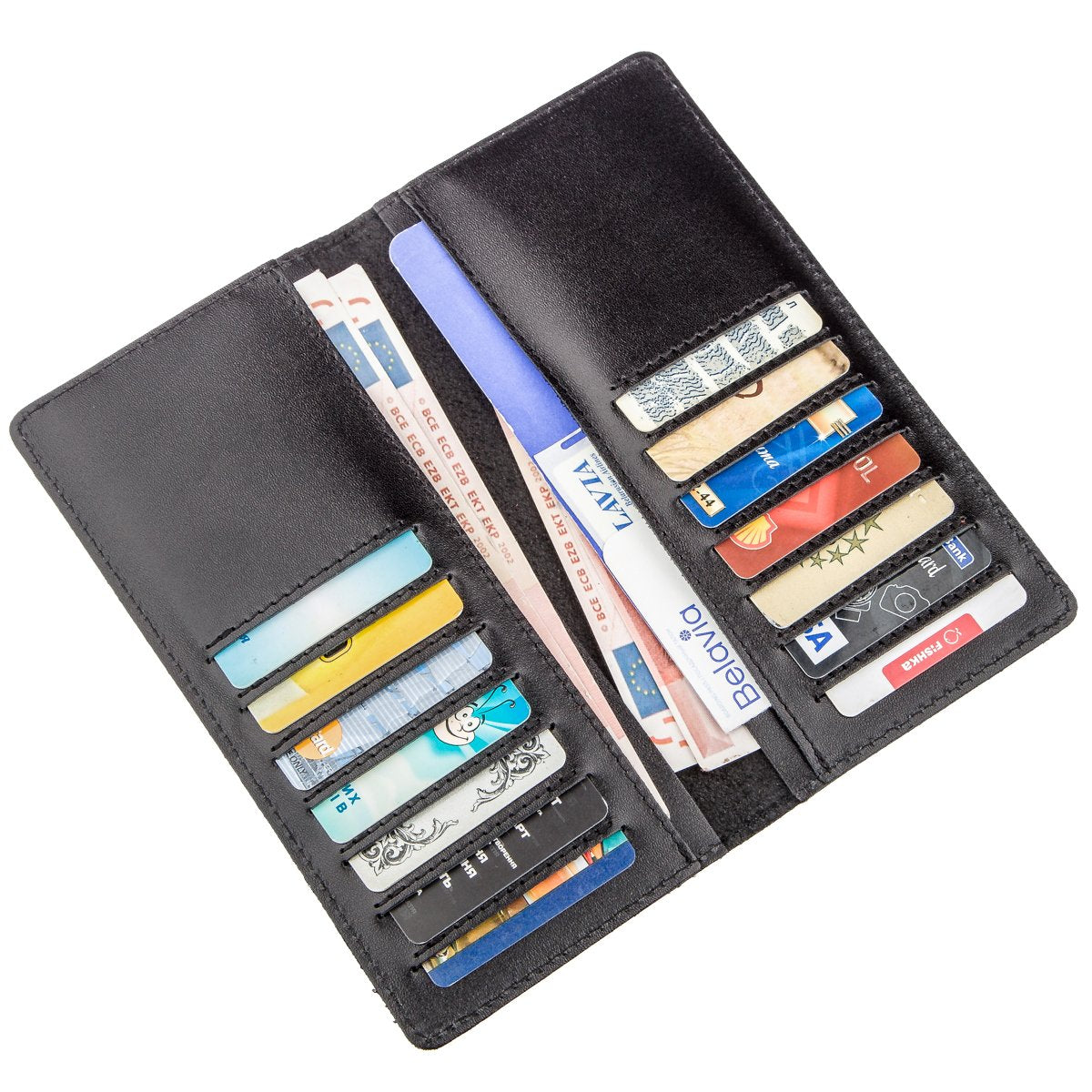 Vertical Leather Wallet SHVIGEL 13991 Black Genuine Leather with Slim Design
