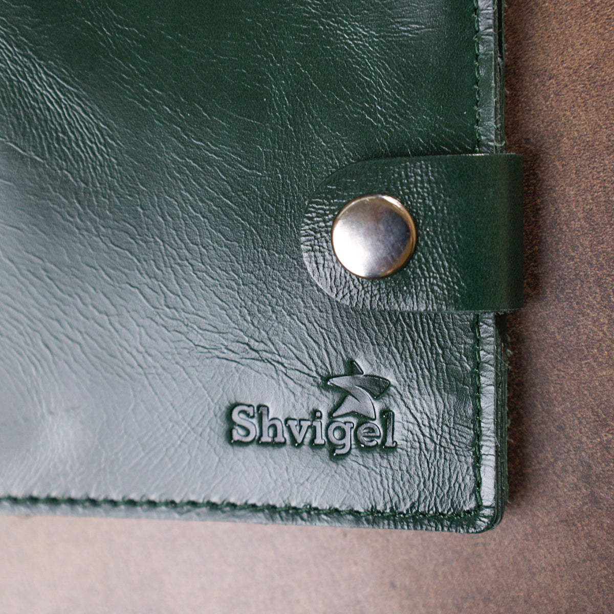 Universal Leather Wallet SHVIGEL 16462 Green Natural Leather Stylish Design