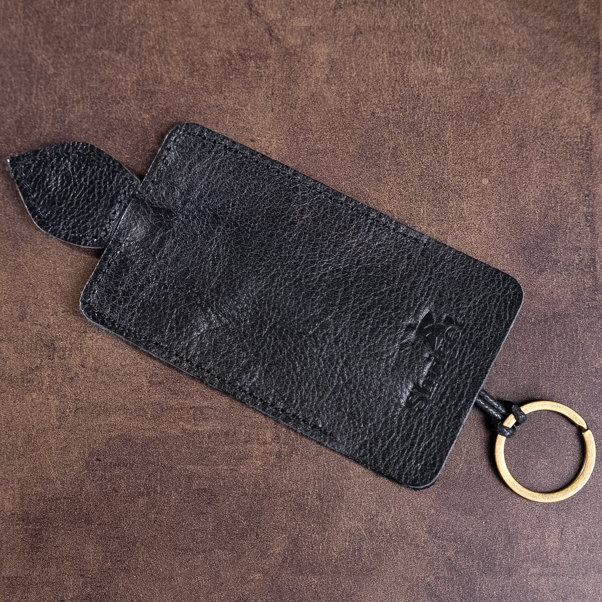 Leather Key Holder SHVIGEL 15308 Black Natural Leather Minimalist Design